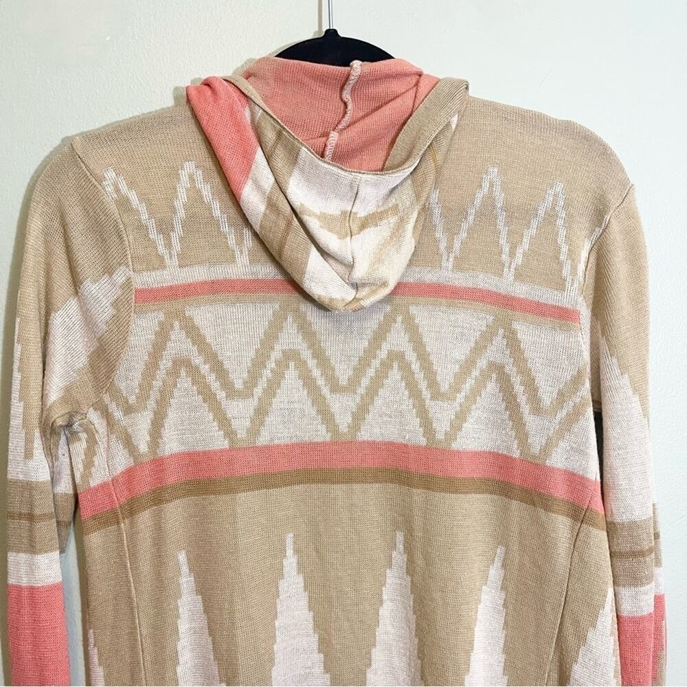 Derek Heart Tribal Print Open Front Long Sleeve Hooded Cardigan Sweater Large - Picture 7 of 13